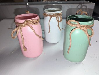 Chalk Painted Mason Jars -Lot Of 19