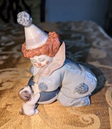 Lladro Pierrot Clown With Puppy & Ball