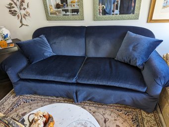 MCM Vintage Blue Velvet Couch