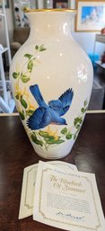 Franklin Mint Bluebirds Of Summer Vase