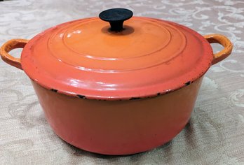 Vintage Le Creuset 'E' Enameled Dutch Oven Pot With Lid