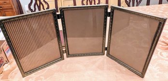 Mid-Century Hinged Triple Gold Picture Frame