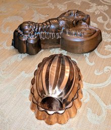 2 Vintage Copper Jello Molds