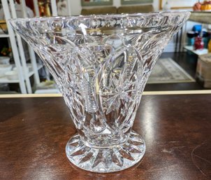 Vintage Unmarked Hand Cut Crystal Vase (Serial #33821) Tag Inside