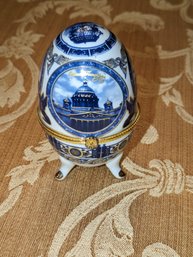 Vintage Porcelain Egg Trinket Box Russia New Soviet