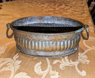 Antique Copper Fluted Oval Planter