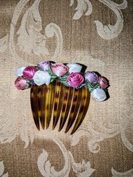 Vintage French Comb With Roses