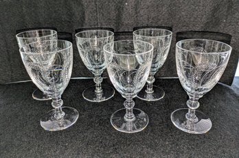 Lot Of 6 Webb Corbett, England, Vintage Etched Lead Glass Sherry Glasses (1 Of 2 )