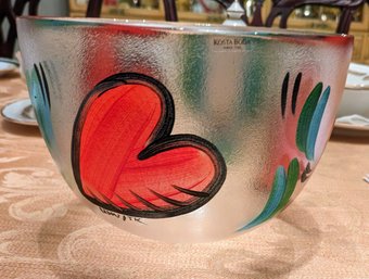 Kosta Boda Red Heart Bowl Signed By Artist Ulrica Vallien