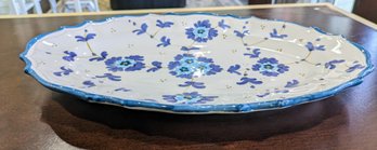 Vintage Oval Blue Floral Serving Dish