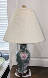 Vintage Porcelain Hand Painted Lamp On Rosewood Base (1 Of 2)