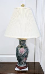 Vintage Porcelain Hand Painted Lamp On Rosewood Base (2 Of 2)