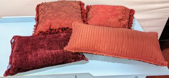 4 Vintage Burgundy Throw Pillows