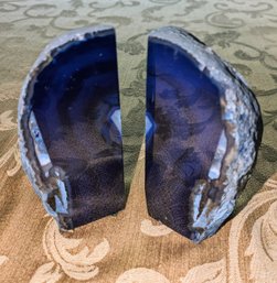 Blue Agate Bookends