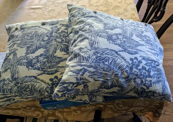 2 Blue & White Tommy Bahama Covered Throw Pillows