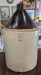 Antique 5 Gallon Stoneware Jug (Cork Top) 1 Of 2