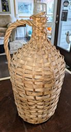 Vintage Wine Bottle In Handled Wicker Basket (2 Of 3) - No Front Label