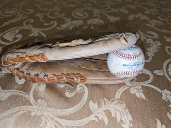 Left-Handed Rawlings Baseball Glove And MLB Baseball