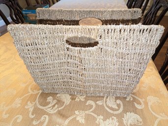 Wicker & Metal Storage Basket