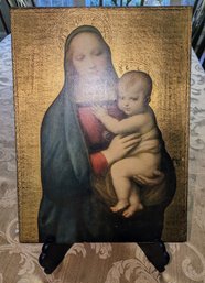 Vintage Italian Artist, Ditta G.  Bracci, Gilded Wood Wall Plaque 'Madonna And Child'