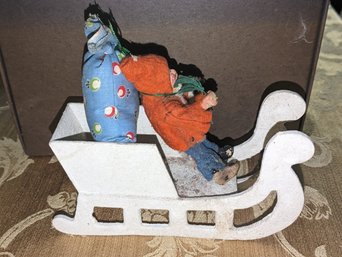 Vintage Sleigh  & Old Vintage Santa