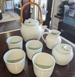 Antique Green Asian Pottery Vintage Tea Set