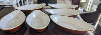 Set Of 6 Vintage PDQ #4536 Oven To Table Serving Dishes