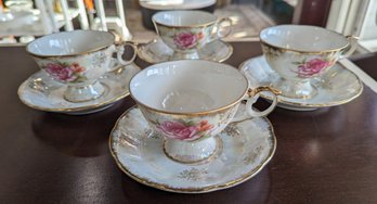 4 Cups & Saucers Vintage Japan Porcelain