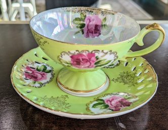 Vintage Lefton China Hand Painted Cup And Saucer Set