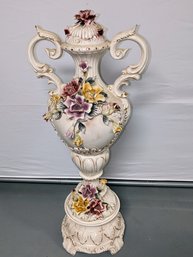 Vintage Capodimonte Imperial Italian Design Lidded Floor Vase