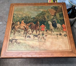 Vintage Hunt Scene Folding Card Table