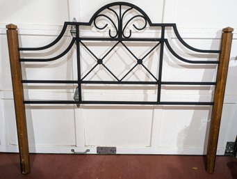 Queen-Size Wood & Iron Headboard