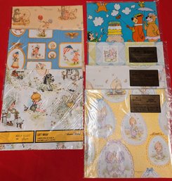 Lot Of 7 Packages Vintage Gift Wrap Sheets