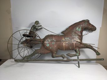 Early Copper Horse And Buggy Weathervane