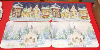 4 Signed Christmas Placemats