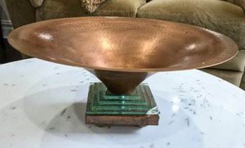 Large Copper Vessel On With Glass Base