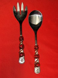 Wire Wrapped Stainless Serving Spoon & Fork