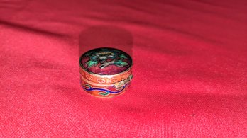 Vintage Round Shaped Enamel Trinket/Pill Box