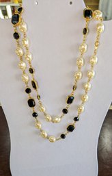 Faux Pear & Black Rhinestone Necklace