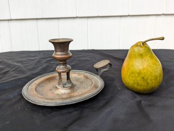 Antique Brass Chamber Candlestick Holder