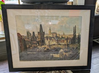 Vintage Framed Print  'A View Of Prague 1847'