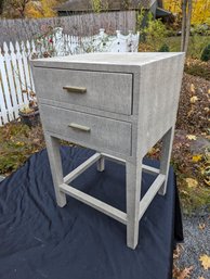 Faux Snake Skin Two Drawer Side Table With Brass Pulls