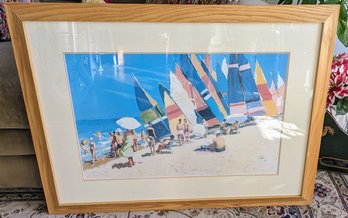 Large Wood Framed Sailboard Picture