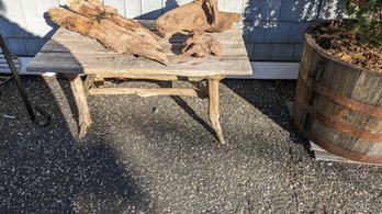 3 Pieces Of Natural Decorative Wood Pieces & Decorative Bench