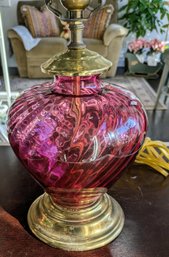 Vintage MCM Pilgrim Cranberry Glass Lamp