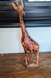 Smaller Hand Carved And Painted Wood Giraffe