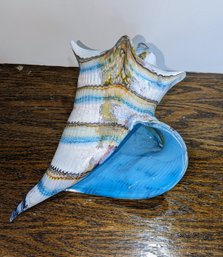 Large Hand Blown Glass Murano Conch Shell