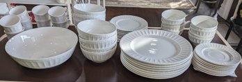 White Gibson Home Full Service Settings For 8 Plus Serving Dish - 49 Pieces In Total