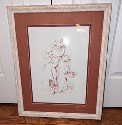 Signed E. Broussard Framed Oil Pencil On Paper