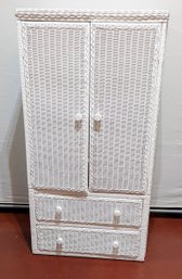 White Wicker Armoire/TV Cabinet